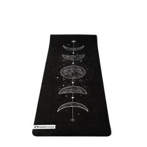 Black Moon Yoga Mat 5mm Non Slip Suede & TPE - Eco-Friendly Fitness & Exercise Mat for Home Gym, Pilates, Gaiam, Hot Yoga, and Meditation - Lightweight Durable 72 x 24 inch Workout Mat for Women & Men